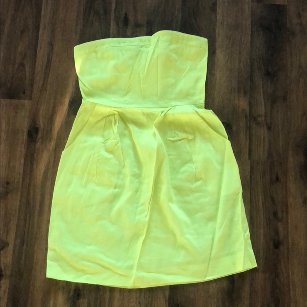 Theory Tyrah Neon Green Strapless Dress EUC 6